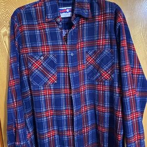 Men's Blue and Red Plaid Shirt